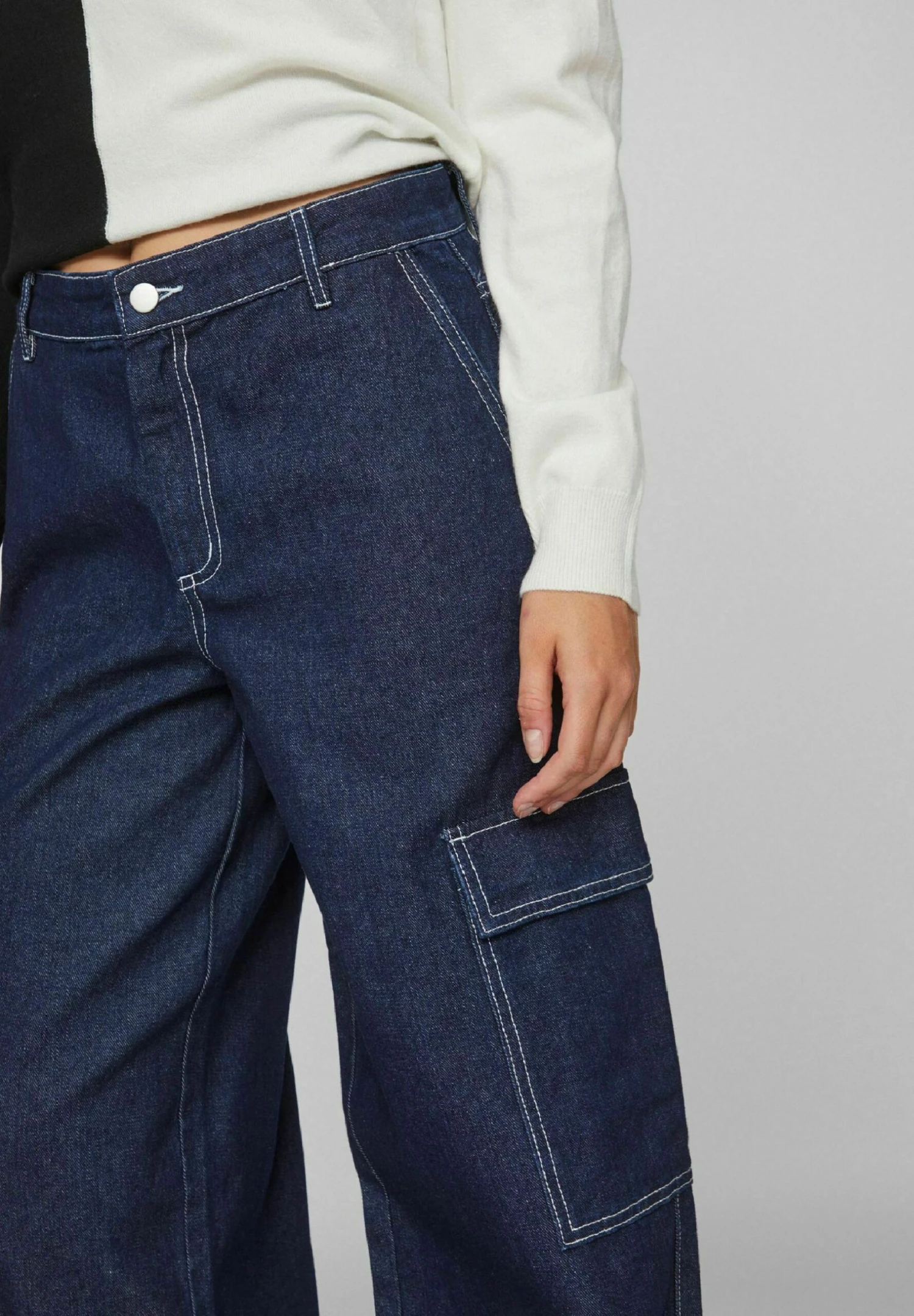 Vila Wide Cargo Look - Flared Jeans - Dark Blue Denim 6 Vila Wide Cargo Look - Flared Jeans - Dark Blue Denim - Afbeelding 4