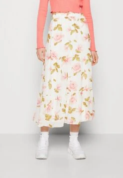 Vila Vimilina Flower Midi Skirt - A-Lijn Rok - Snow White