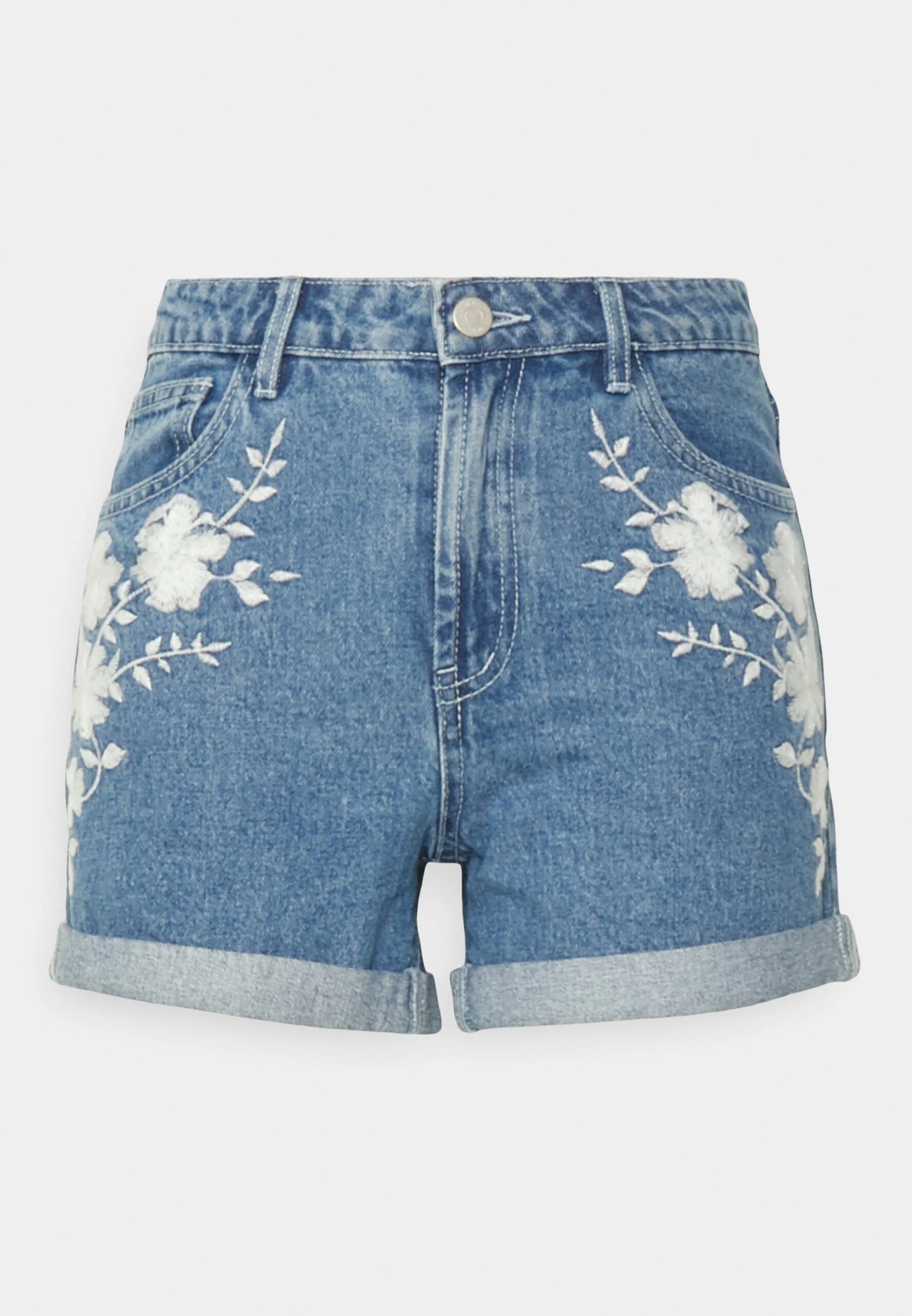 Viwoody Festival - Jeansshort - Medium Blue Denim Aop Cloud Dancer Embroidery 7 Viwoody Festival - Jeansshort - Medium Blue Denim Aop Cloud Dancer Embroidery - Afbeelding 5