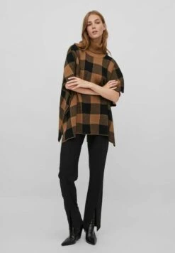 Vila High Neck Karo - Poncho - Toasted Coconut -Dames 10ccb08fdf5c418685cc3f2ff0e200df