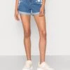 Vila Viwoody Festival - Jeansshort - Medium Blue Denim Cloud Dancer Embroidery