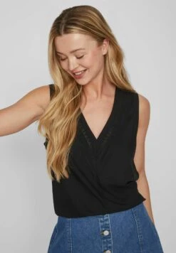 Vila Mit V-Ausschnitt Ärmelloses - Blouse - Black -Dames 1558ea2188534c8d9d457ea4c99b6e04
