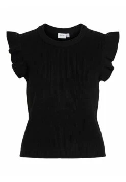 Vila Viril Flounce - Noos - T-Shirt Print - Black -Dames 18aa3e96f3ae4e1f8dd762bc7cbcf747