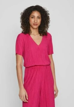 Vila V-Ausschnitt Kurzärmeliges - Blouse - Pink Yarrow