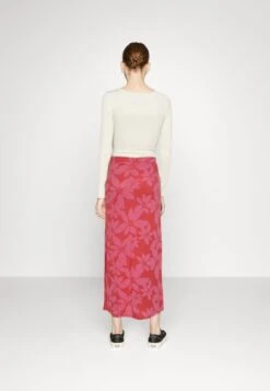 Vila Vikami Midi Skirt - A-Lijn Rok - Mars Red/Pink -Dames 1f938d404edf478e899756b07d6b4e8d
