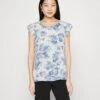 Vila Viminna O Neck Capsleeve - T-Shirt Print - Cloud Dancer/Blue -Dames 21a21df39c0e4ddd805529d9fdb4df43