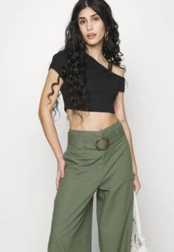 Viwilda Lia Hw Belt Wide Pants/Ptt - Broek - Green -Dames 2f557974b3e64be39965f8316b23a3ca