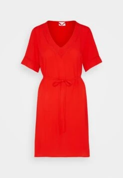 Vila Vimesa Detail V Neck Dress - Jurk - Flame Scarlet -Dames 3221e2f85baa4c6993b2bd306542e1be