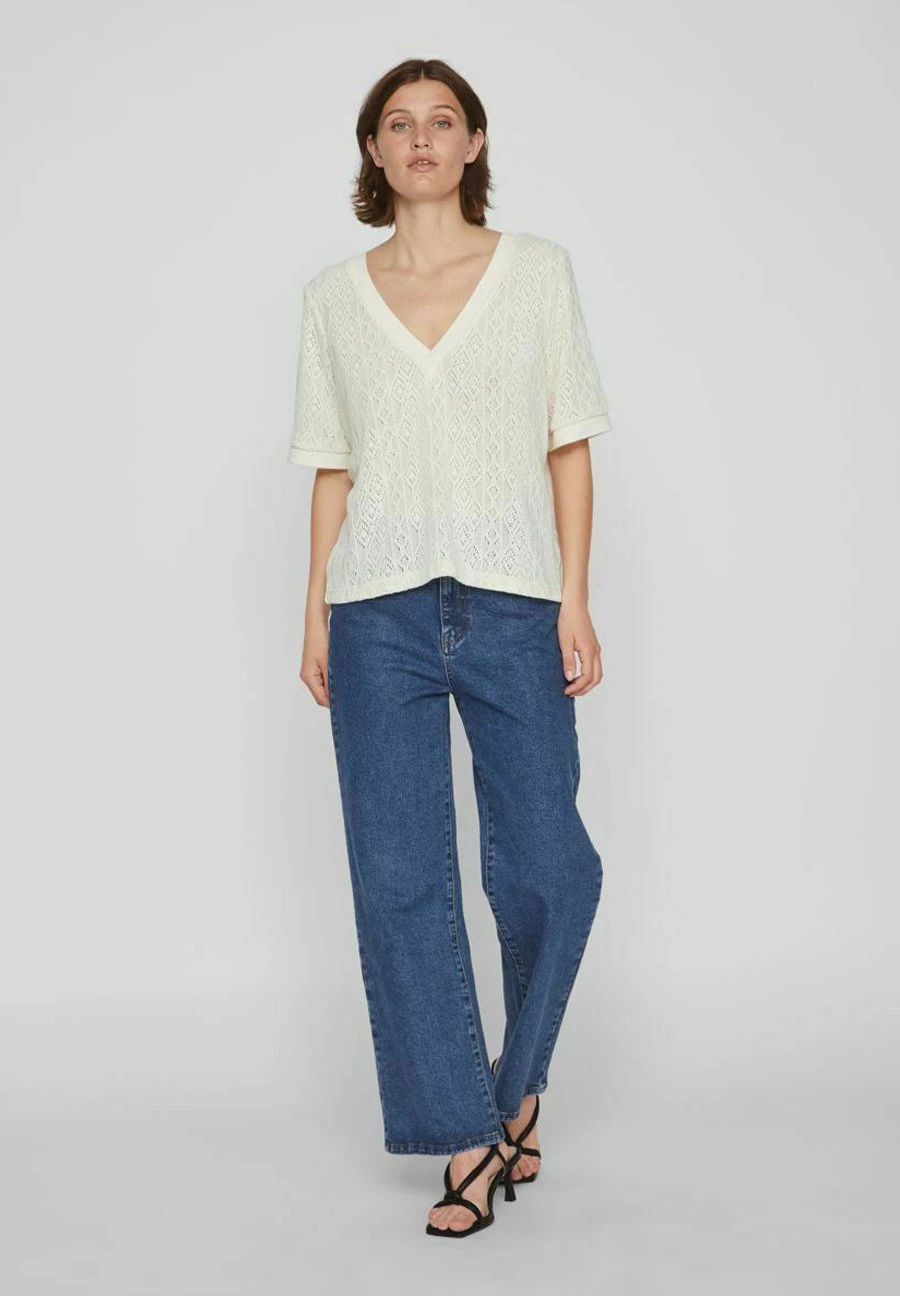 Vila Mit V-Ausschnitt Kurzärmeliges - T-Shirt Basic - Birch 4 Vila Mit V-Ausschnitt Kurzärmeliges - T-Shirt Basic - Birch - Afbeelding 2