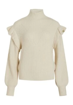 Vila Vibooba Frill Bf - Trui - Birch -Dames 3fb284403c2f4b259107dd15d3dd9d85