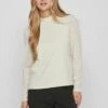 Vila Mit Langen Ärmeln High Neck - Blouse - White Sand -Dames 44f0c0b9e5304695b49596cd2bcb75b4