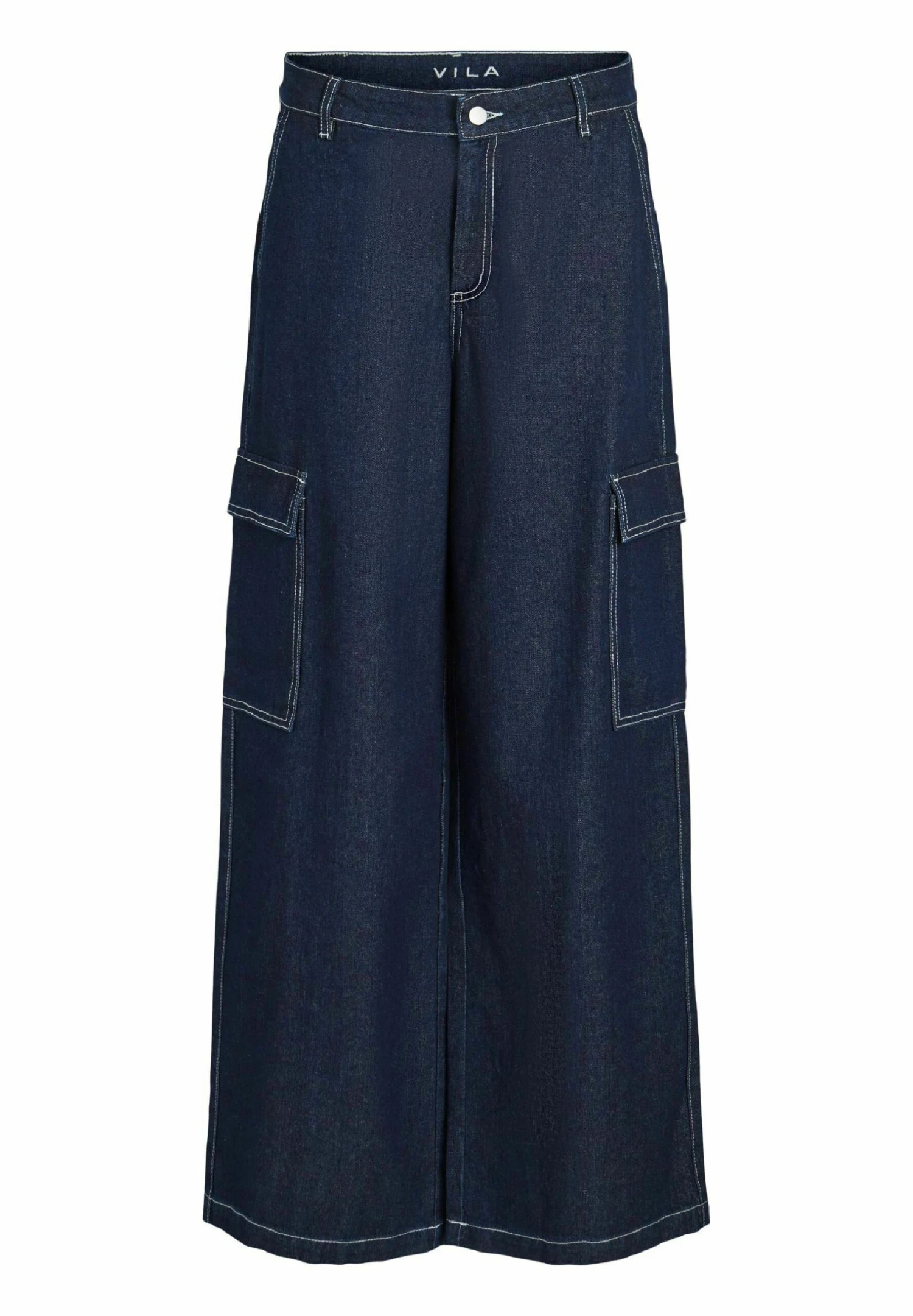 Vila Wide Cargo Look - Flared Jeans - Dark Blue Denim 8 Vila Wide Cargo Look - Flared Jeans - Dark Blue Denim - Afbeelding 6