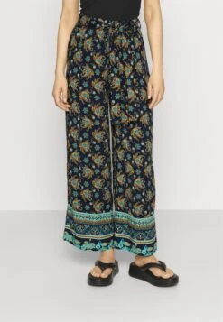 Viayais Hw Straight Pants/Ka/Ptt - Broek - Navy Blazer Aop Graphic