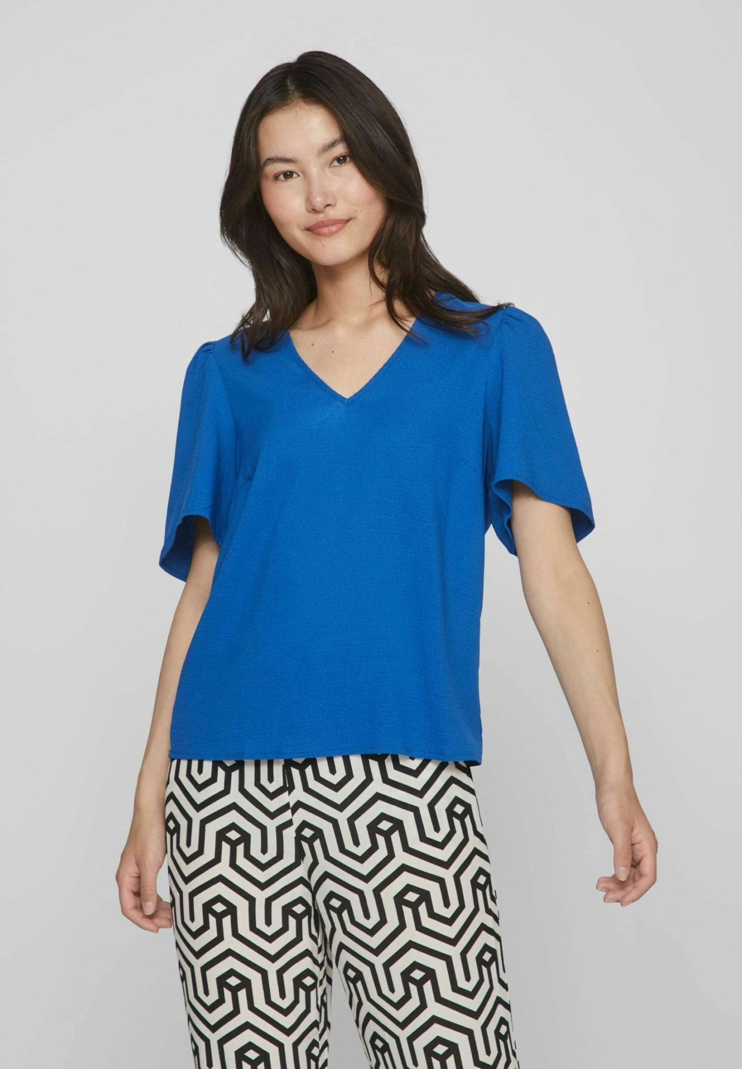 Vila Mit Kurzen Ärmeln V-Ausschnitt - Blouse - Lapis Blue 3 Vila Mit Kurzen Ärmeln V-Ausschnitt - Blouse - Lapis Blue