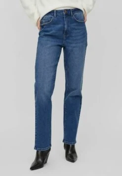 Vila High Waist - Straight Leg Jeans - Medium Blue Denim