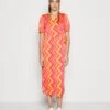 Vila Vihula Wrap Midi Dress - Jurk - Pink Yarrow/Orange