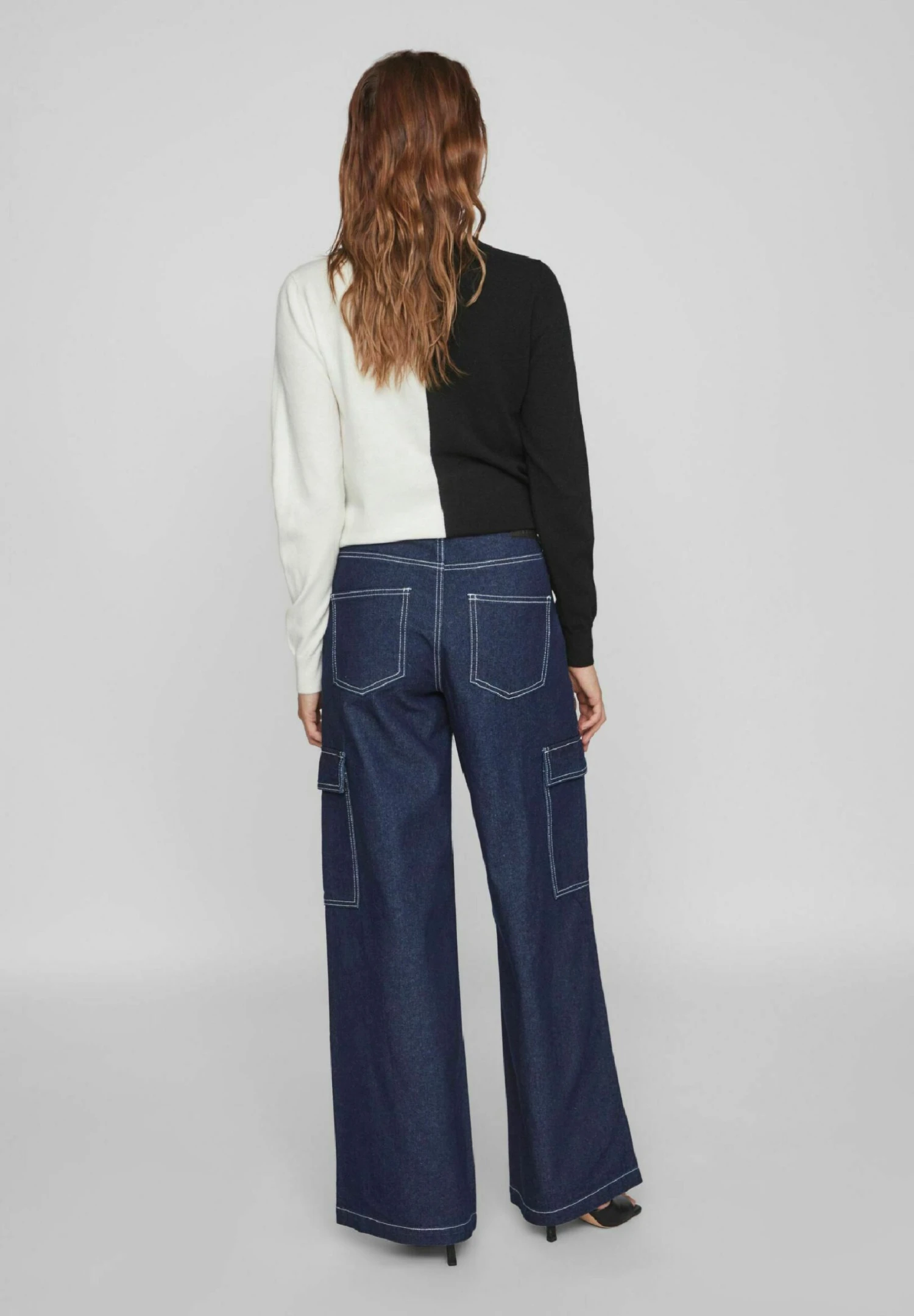 Vila Wide Cargo Look - Flared Jeans - Dark Blue Denim 5 Vila Wide Cargo Look - Flared Jeans - Dark Blue Denim - Afbeelding 3