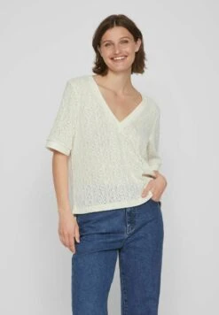 Vila Mit V-Ausschnitt Kurzärmeliges - T-Shirt Basic - Birch