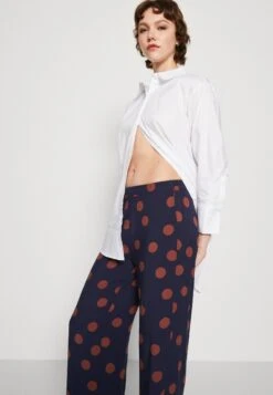 Vila Virosa Wide Pant - Broek - Navy/Brown -Dames 5cc71f8c537543a09e582a715a5d3fd7