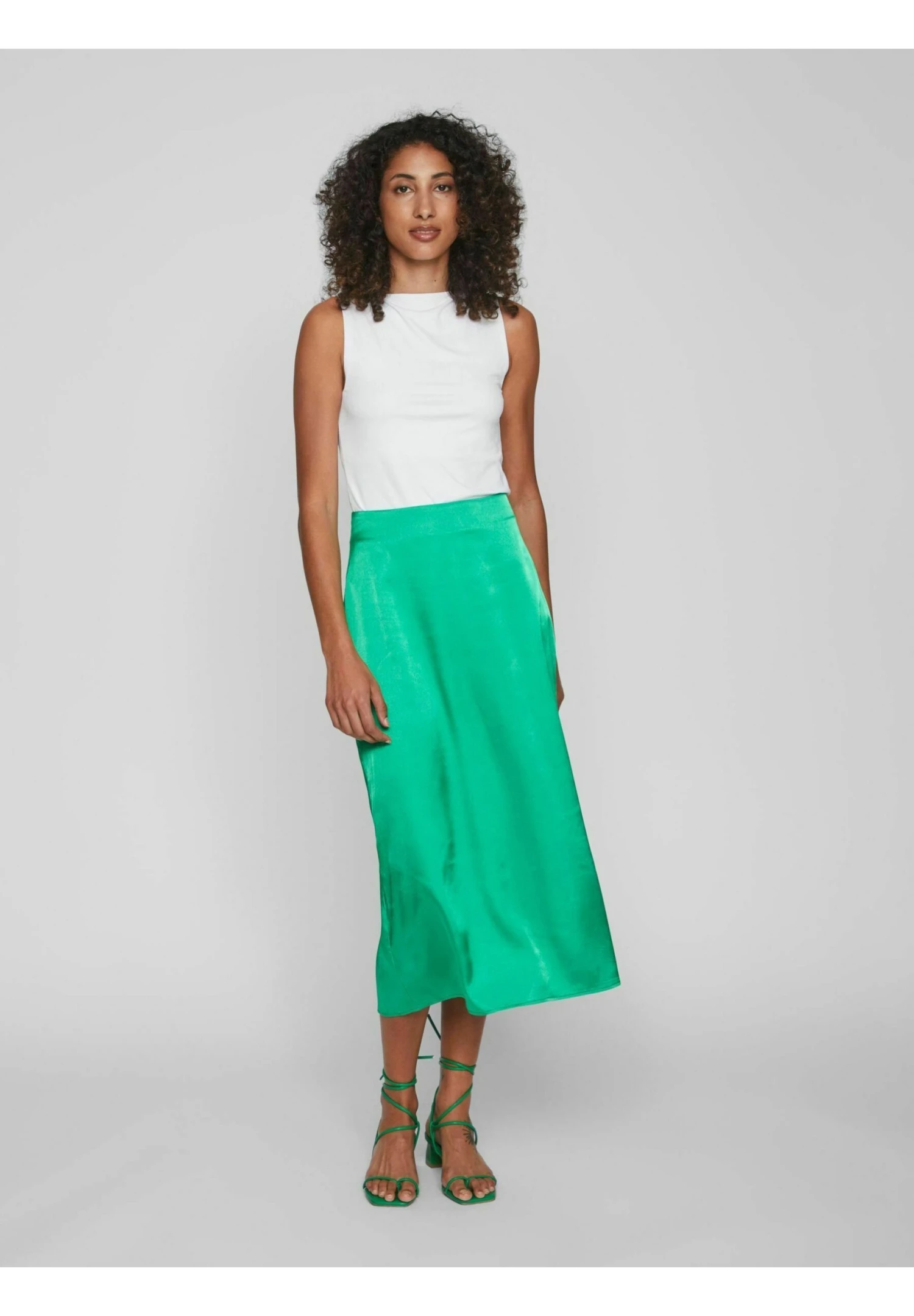 Vila High Waist - A-Lijn Rok - Bright Green 4 Vila High Waist - A-Lijn Rok - Bright Green - Afbeelding 2