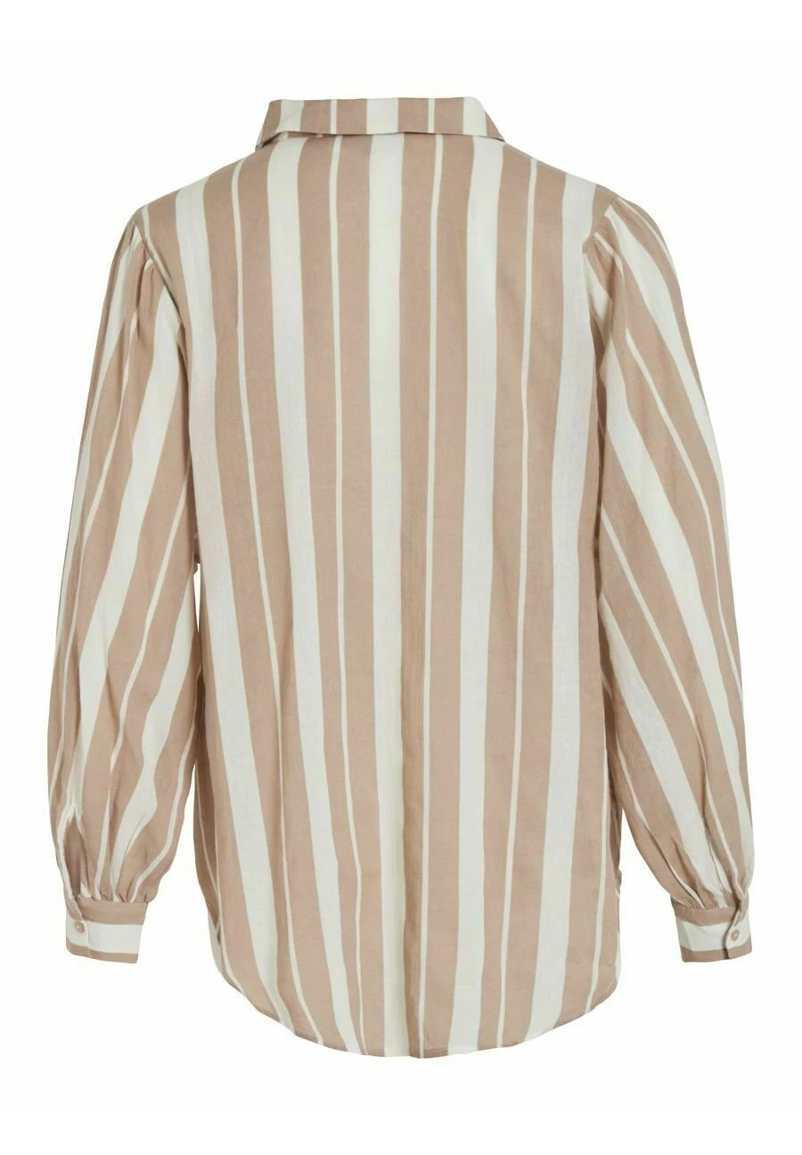 Vila Gestreifte- Overhemdblouse - Savannah Tan 8 Vila Gestreifte- Overhemdblouse - Savannah Tan - Afbeelding 6