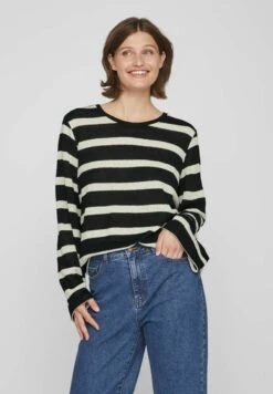 Vila Mit Langen Ärmeln Gestreiftes - Longsleeve - Black