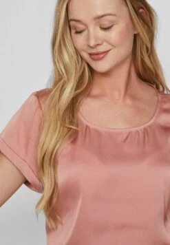 Vila Mit Kurzen Ärmeln Rundhals - Blouse - Old Rose -Dames 6c2a3975be774894aa1ad7130f139a2d