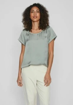 Vila Mit Kurzen Ärmeln Rundhals - Blouse - Green Milieu