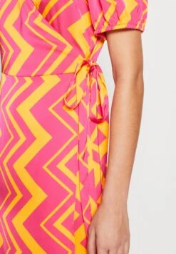 Vila Vihula Wrap Midi Dress - Jurk - Pink Yarrow/Orange -Dames 77f4fa1ebab64d41af365c3811af52bd