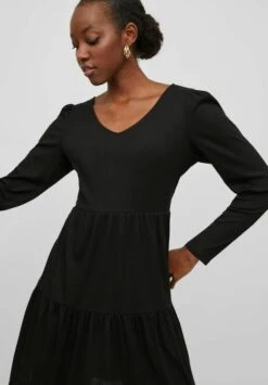 Vila Mit Langen Ärmeln Kurzes - Gebreide Jurk - Black -Dames 7823cfb8d1644bec837db38dd8b48ca7