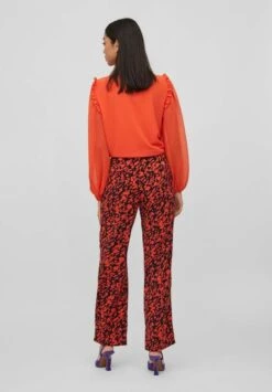 Vila Gemusterte Mid-Rise - Broek - Black -Dames 7d51eff1ea5443b3b87a2beb65761ecb