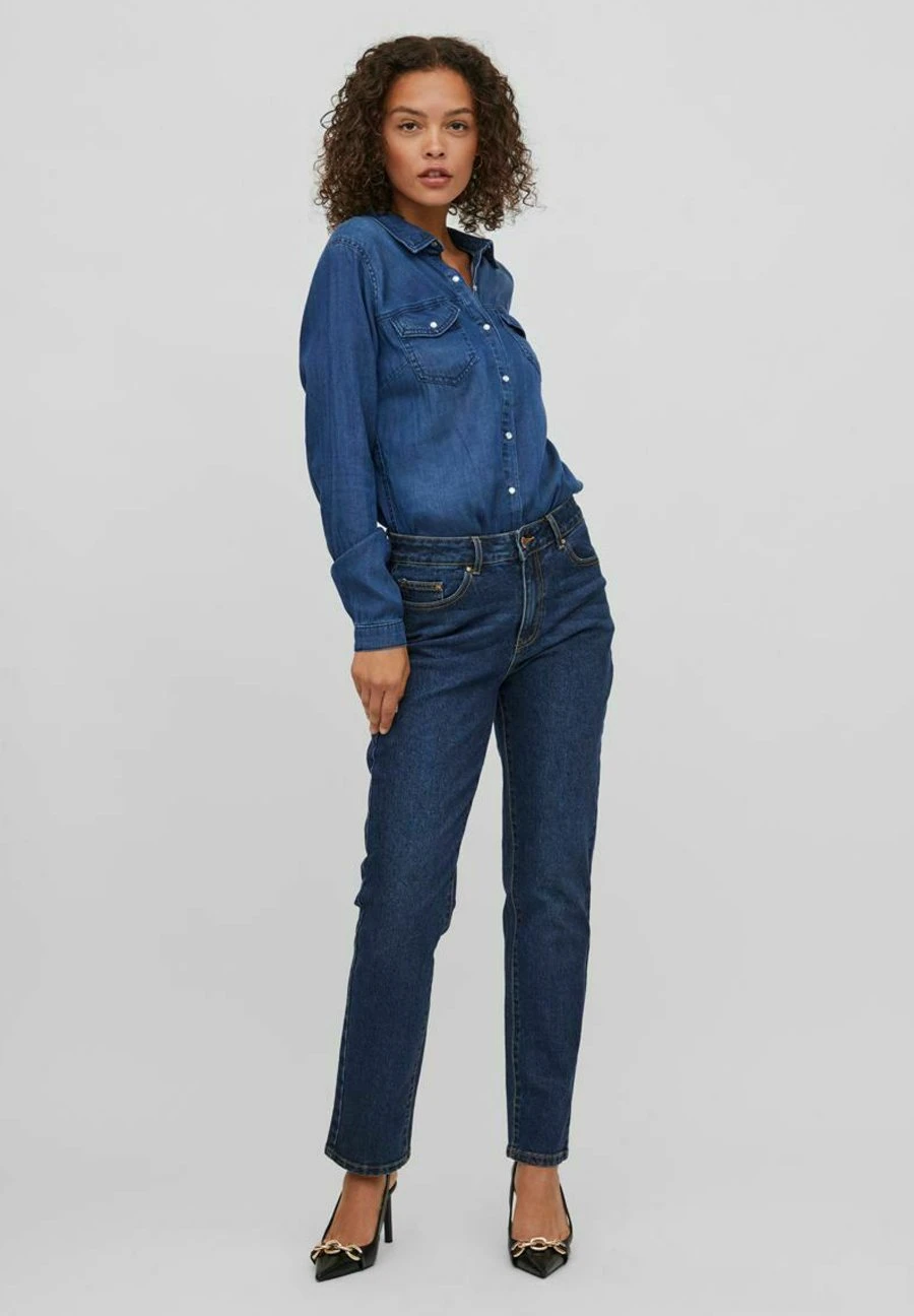 Vila Straight Leg Jeans - Dark Blue Denim 4 Vila Straight Leg Jeans - Dark Blue Denim - Afbeelding 2