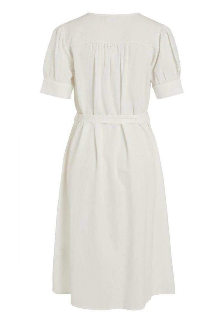 Vila Viprisilla V-Neck S Midi - Noos - Blousejurk - Snow White 4 Vila Viprisilla V-Neck S Midi - Noos - Blousejurk - Snow White - Afbeelding 2