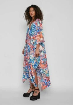 Vila Langer Gemusterter - Maxi-Jurk - Coral Cloud