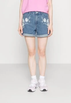 Viwoody Festival - Jeansshort - Medium Blue Denim Aop Cloud Dancer Embroidery
