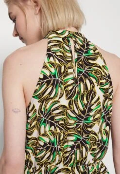 Vila Vimaya Halter Neck - Top - Cloud Dancer Aop Black+Green Leaves -Dames 94baff15efa3410e9e5ed8be23f2bd1e