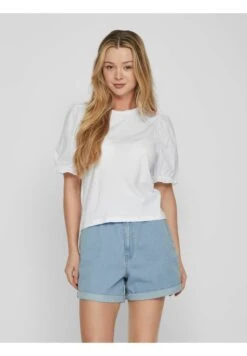 Vila Mit Kurzen Puffärmel - T-Shirt Print - Optical Snow