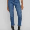Vila Mid Rise - Jeans Tapered Fit - Medium Blue Denim -Dames a0ee941389414afc8531fb9dbdc08331