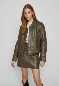 Geknöpfte - Leren Jas - Walnut