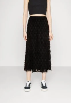 Vila Viamellia Fluffy Midi Skirt - Maxirok - Black