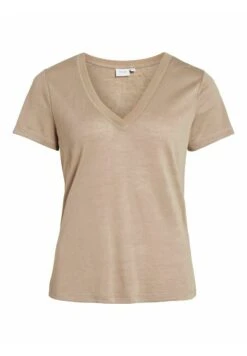 Vila Mit V-Ausschnitt Kurzärmeliges - T-Shirt Basic - Savannah Tan -Dames a71ef041323e4b77b490d2e15cc89244