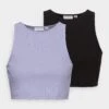 Vila Vifelia Cropped Tank Top 2Pack - Top - Black/Sweet Lavender -Dames aaf6dc5ba9654a83af3b67f86cc965bc