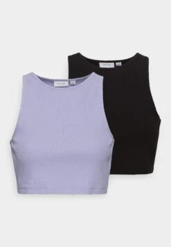 Vila Vifelia Cropped Tank Top 2Pack - Top - Black/Sweet Lavender