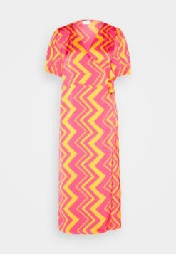 Vila Vihula Wrap Midi Dress - Jurk - Pink Yarrow/Orange -Dames af63bdfcd7c84019aef8b4acfd7d8a7f