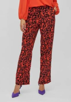 Vila Gemusterte Mid-Rise - Broek - Black