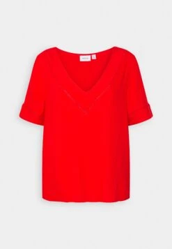 Vila Vimesa Detail V Neck - T-Shirt Print - Flame Scarlet -Dames b770db21895846fd8bca3a543b6570e2
