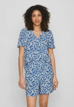 Vila Mit V-Ausschnitt Kurzärmeliges - Blouse - Federal Blue
