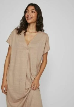 Vila Midi Kurzärmeliges - Jurk - Savannah Tan -Dames bd140dd09f9247fda58acbc9f6841671