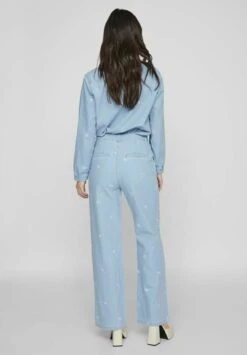 Vila High Rise Bestickte - Straight Leg Jeans - Light Blue Denim -Dames c07c89dfb0d64a5a87b41ed55af41c90