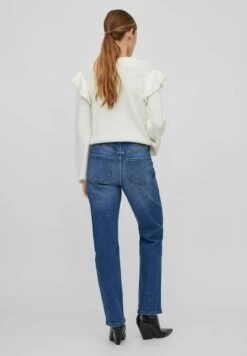 Vila High Waist - Straight Leg Jeans - Medium Blue Denim -Dames c24aa1ee91fa476996135250476ada04